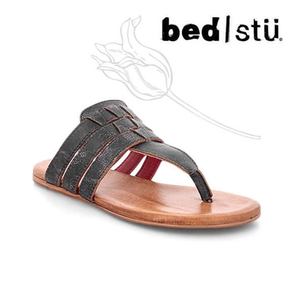 Bed Stu Yoli Sandal Thong BLACK Lux Leather